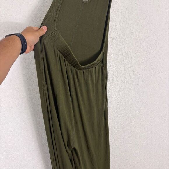 Imbodhi Women's Green Ribbed Halter Wide Leg Jumpsuit Size Large - Picture 9 of 11